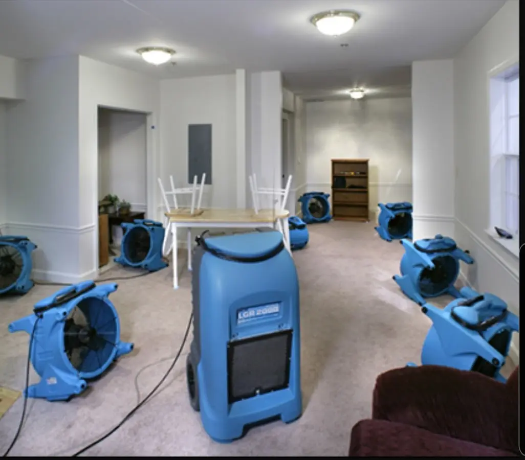 Air movers and dehumidifier setup for Water Extraction & Removal in North Andover